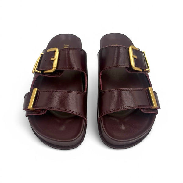サンダル・ミュール Celeste Sandals - Carel - Leather - Burgundy Celeste - Jean patent leather heeled sandals – Carel Paris